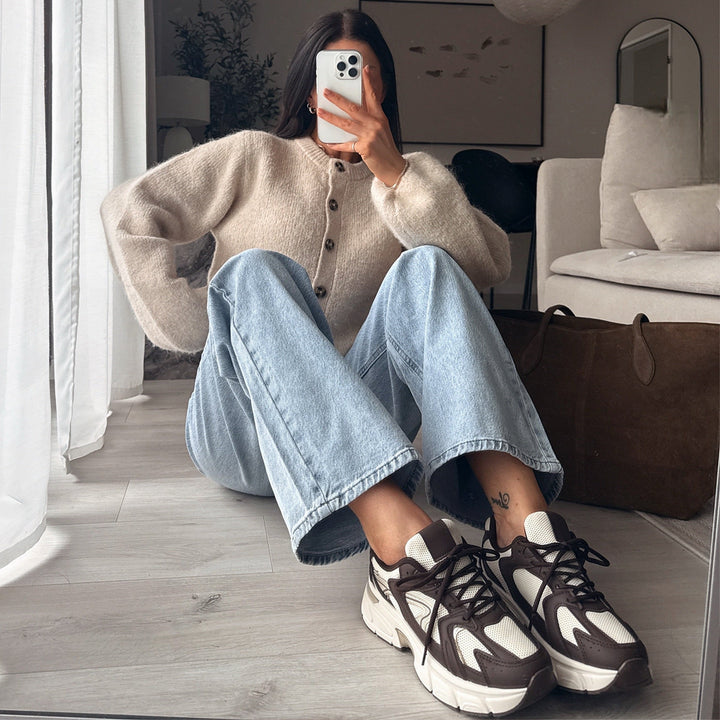 Jocelyne | Baskets massives beige et marron