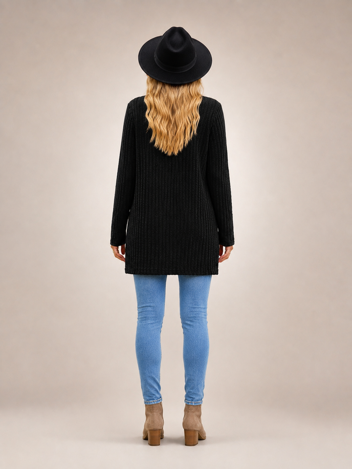 Éliane | Cardigan long boutonné col V
