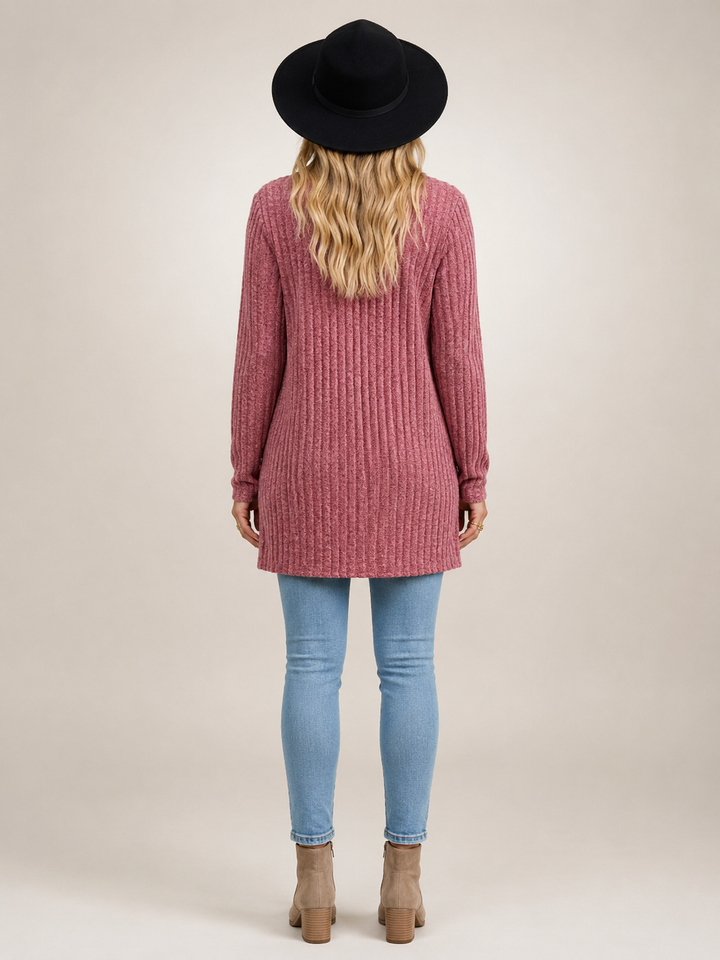 Éliane | Cardigan long boutonné col V