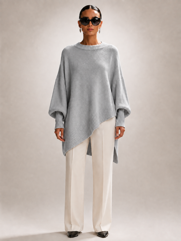 Élodie | Pull oversize drapé à ourlet asymétrique