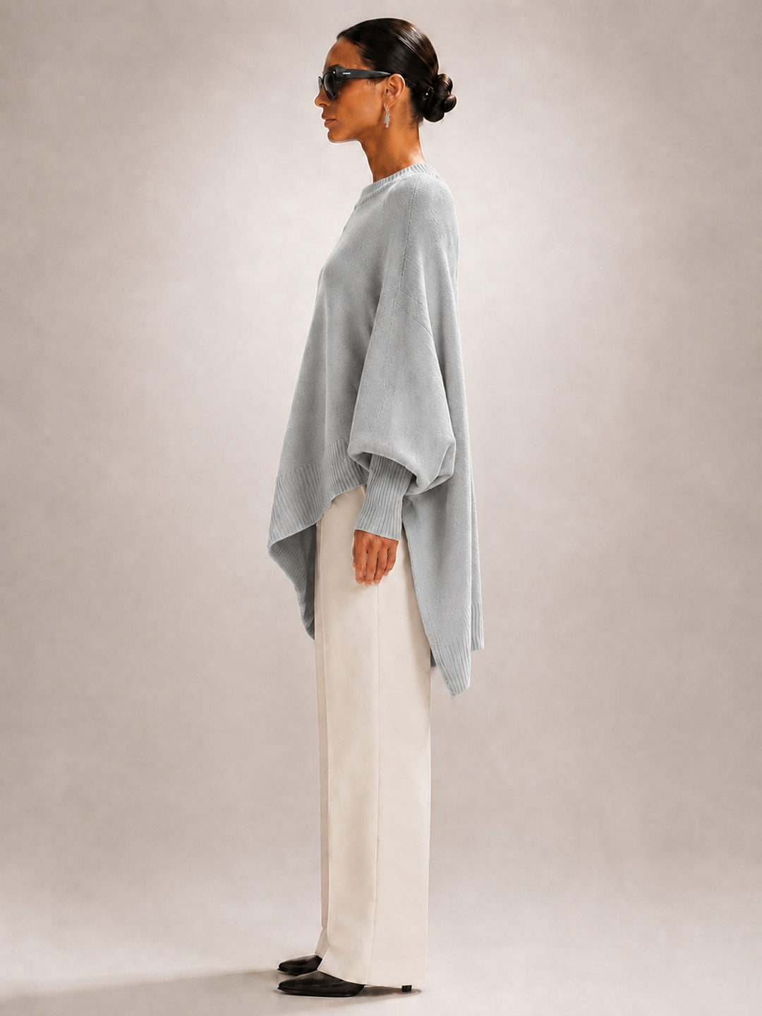 Élodie | Pull oversize drapé à ourlet asymétrique