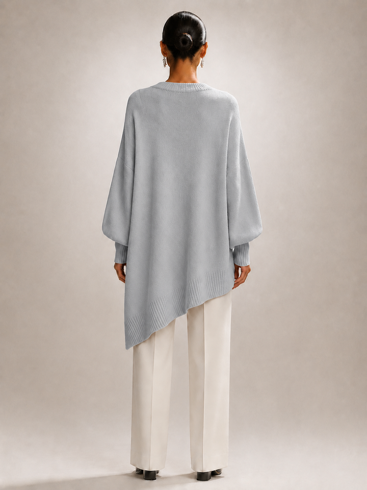 Élodie | Pull oversize drapé à ourlet asymétrique