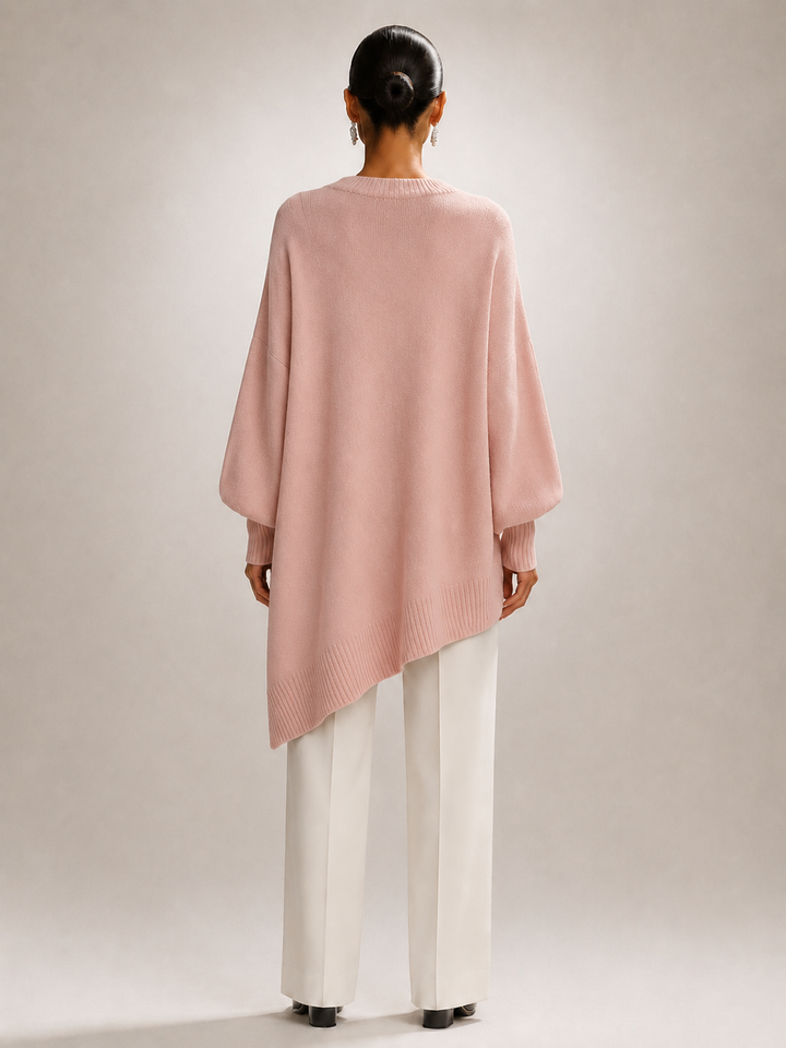 Élodie | Pull oversize drapé à ourlet asymétrique