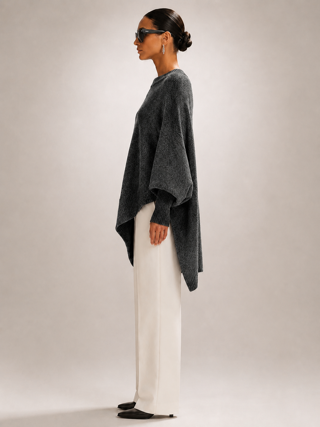 Élodie | Pull oversize drapé à ourlet asymétrique