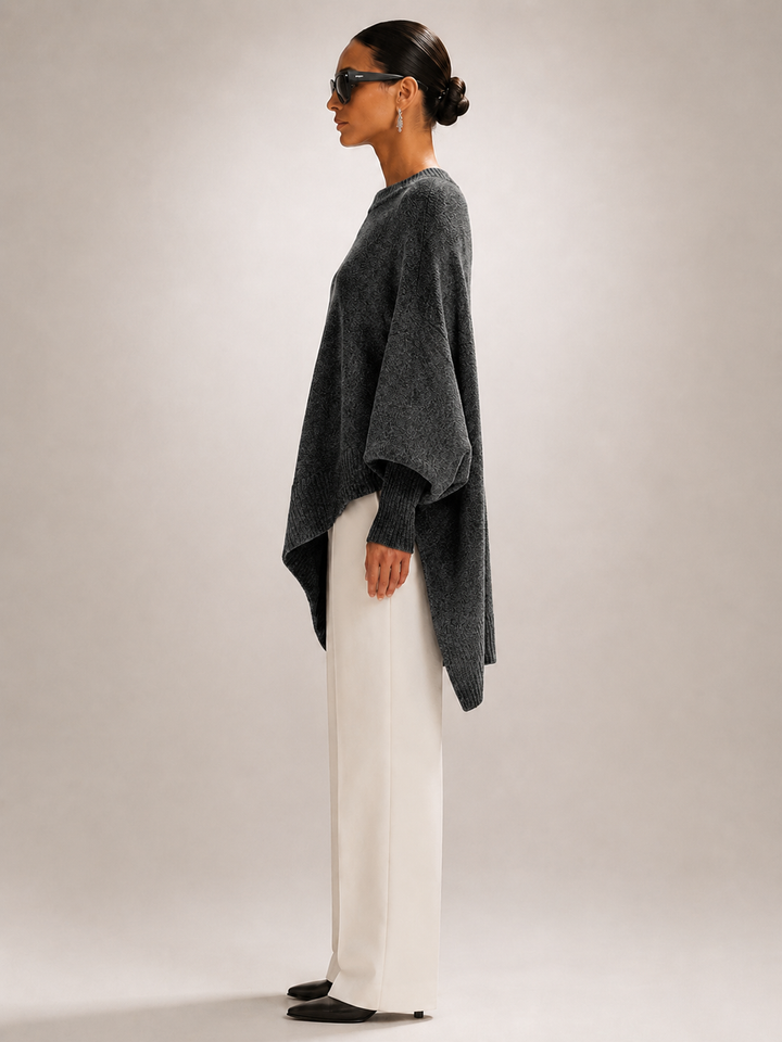 Élodie | Pull oversize drapé à ourlet asymétrique