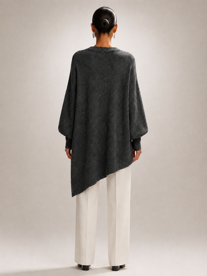 Élodie | Pull oversize drapé à ourlet asymétrique