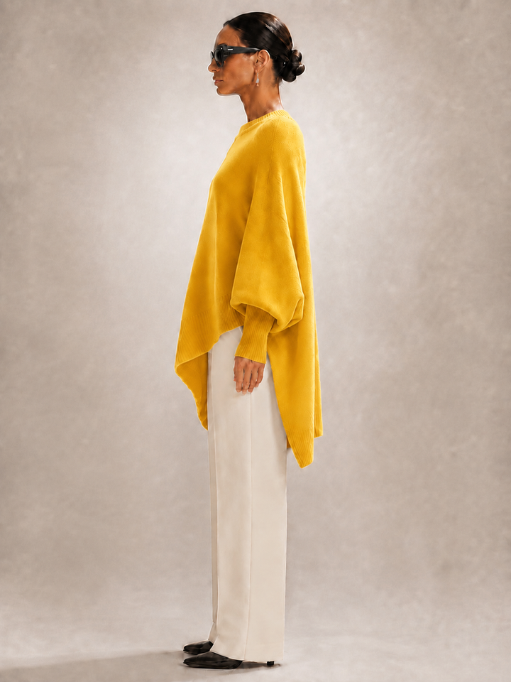 Élodie | Pull oversize drapé à ourlet asymétrique
