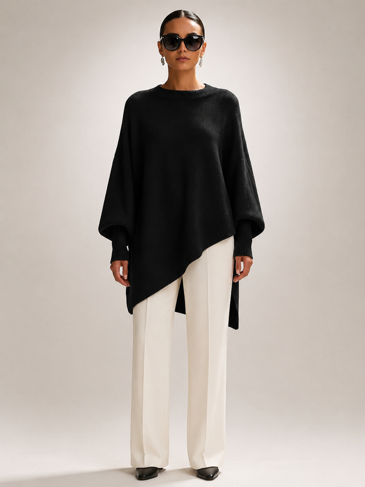 Élodie | Pull oversize drapé à ourlet asymétrique
