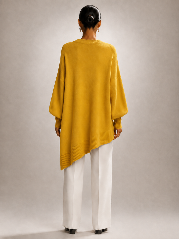 Élodie | Pull oversize drapé à ourlet asymétrique