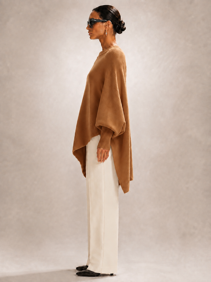 Élodie | Pull oversize drapé à ourlet asymétrique