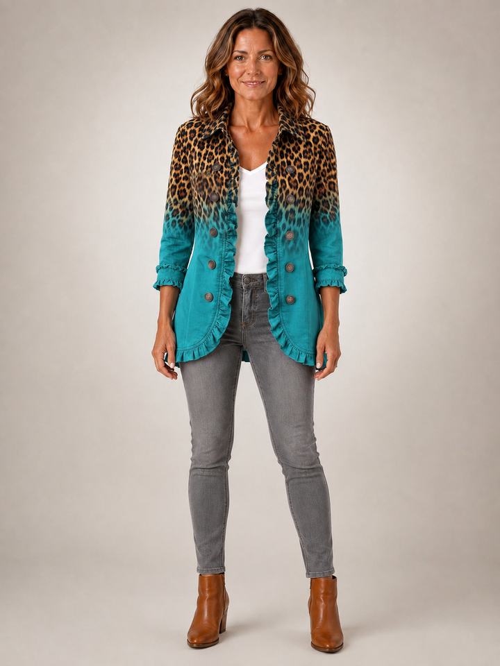Elspeth | Blazer volanté léopard dégradé multicolore