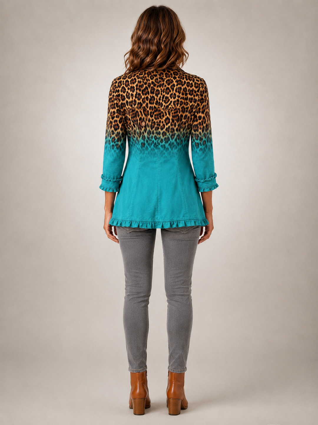 Elspeth | Blazer volanté léopard dégradé multicolore