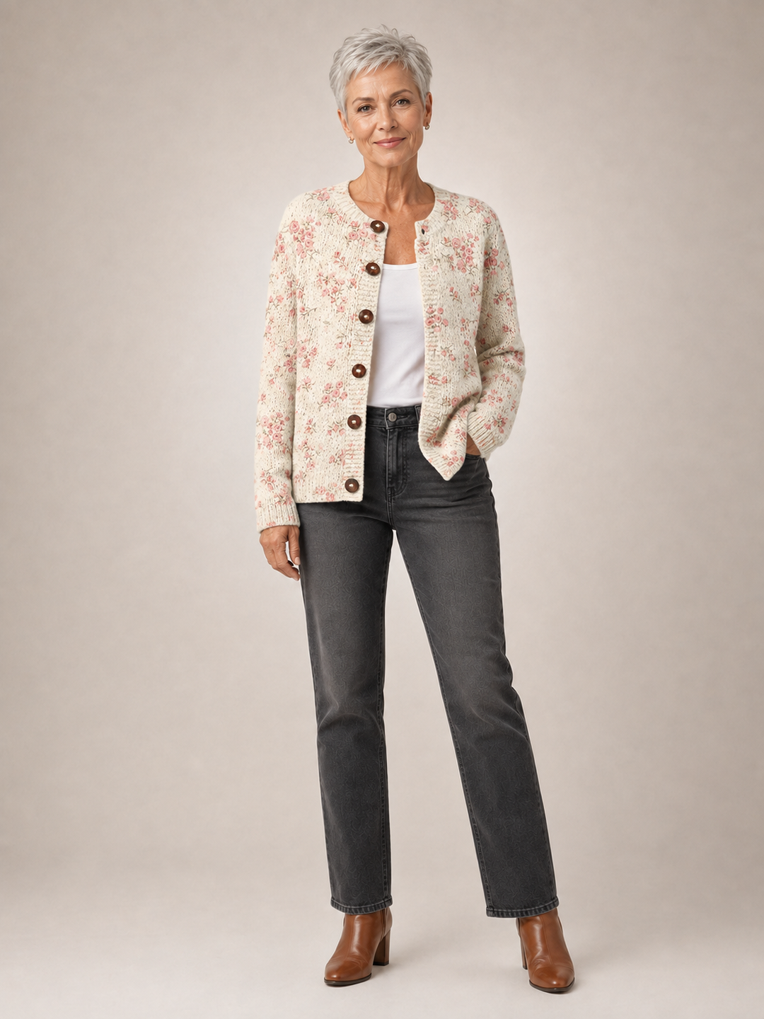 Evanthea | Cardigan fleuri vintage en maille