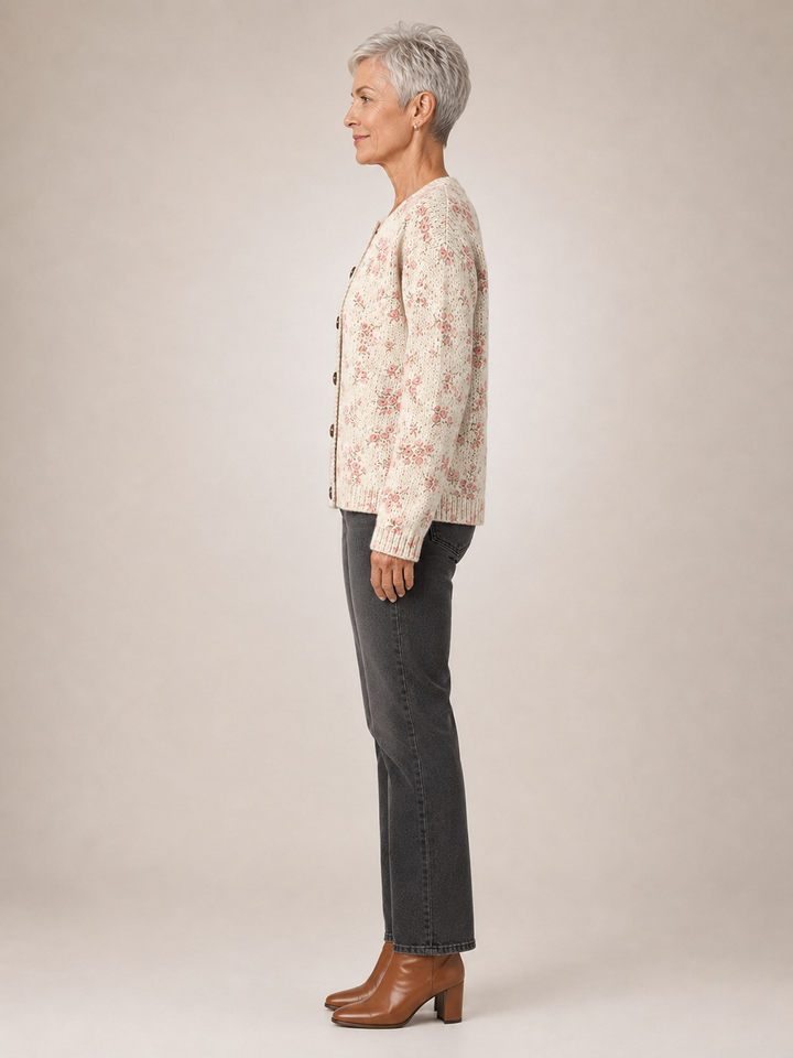 Evanthea | Cardigan fleuri vintage en maille