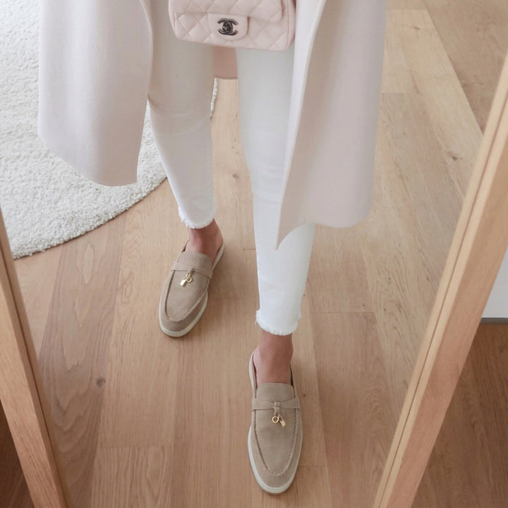 Maïwenn | Mocassins beiges effet daim à boucle