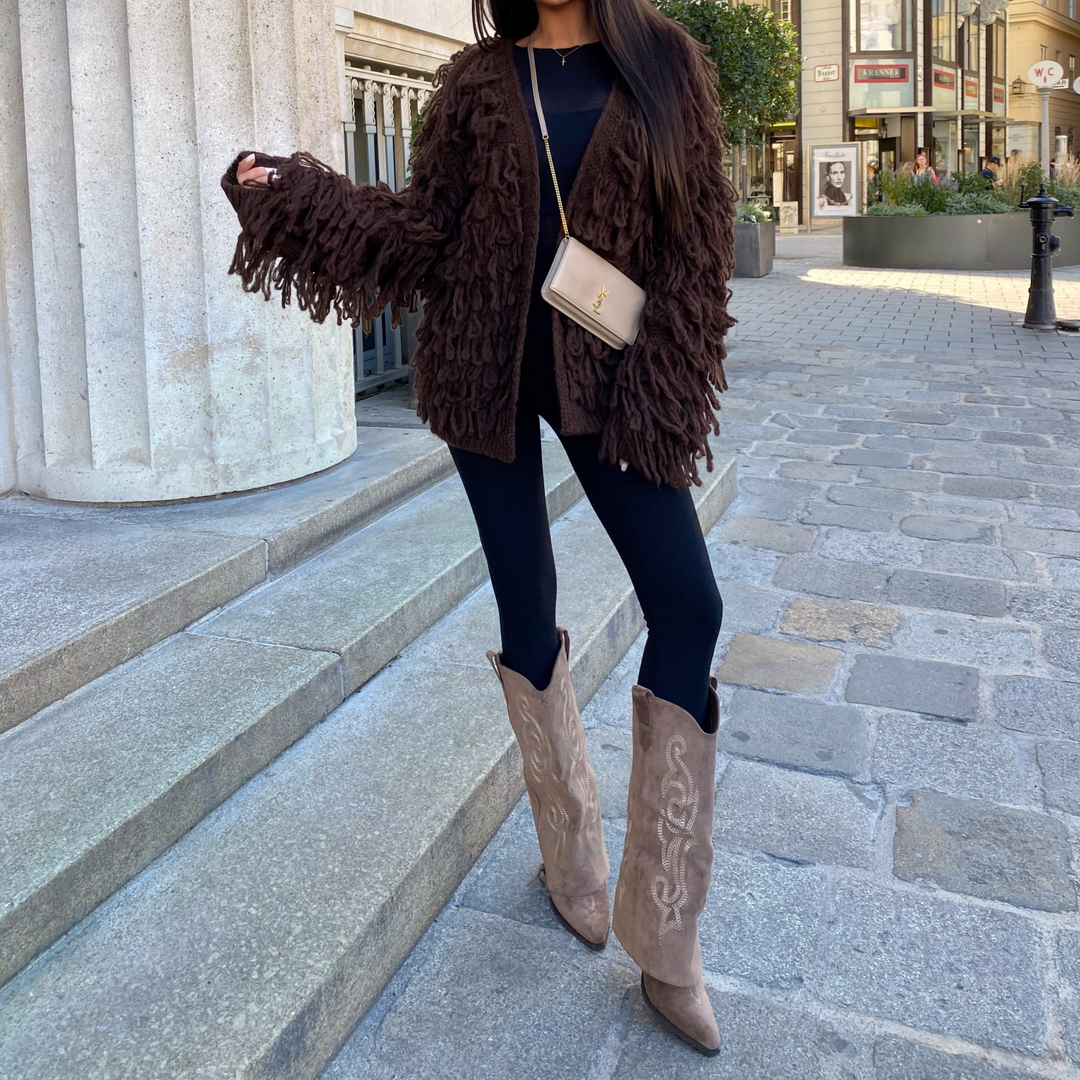 Ghislaine | Bottes western brodées marron