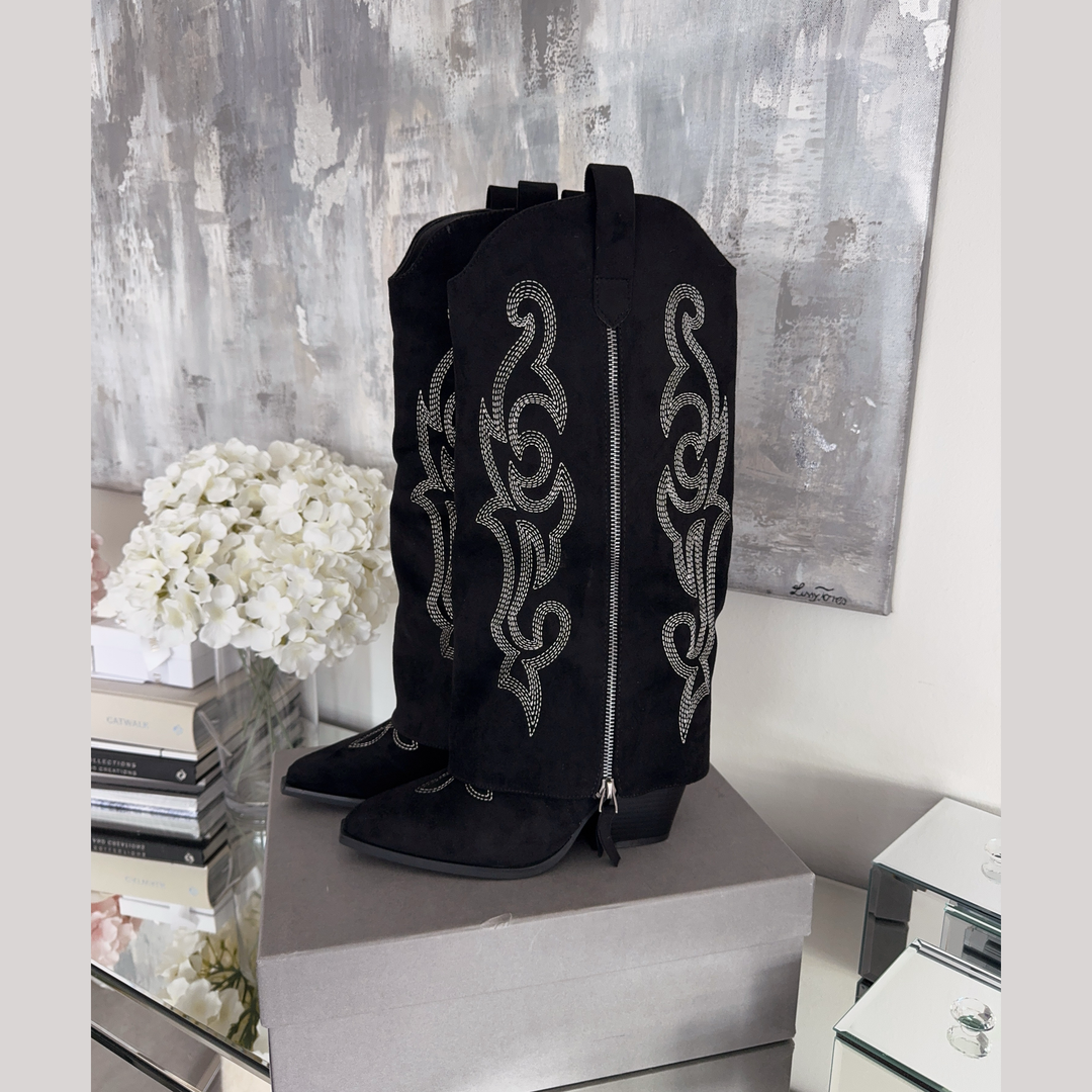 Honorine | Bottes western brodées noires