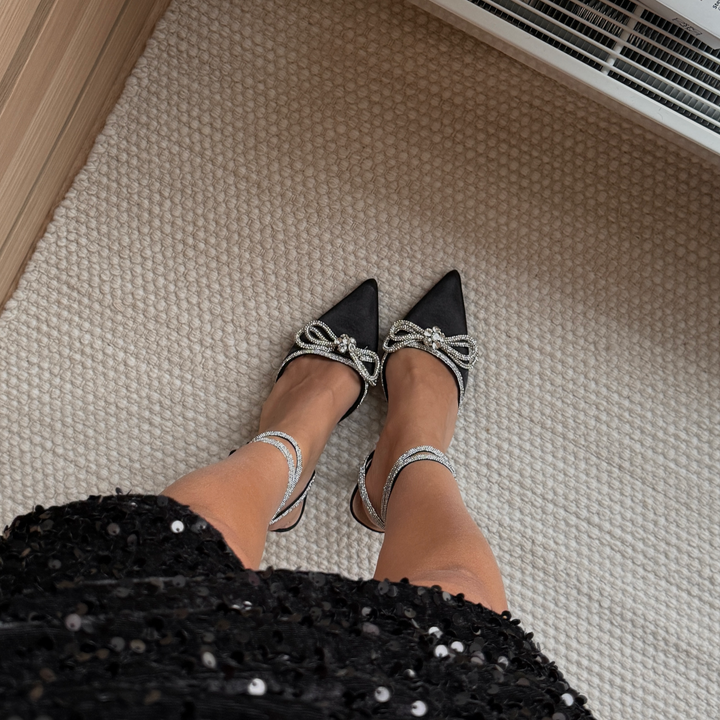 Annette | Escarpins noirs à nœud en strass
