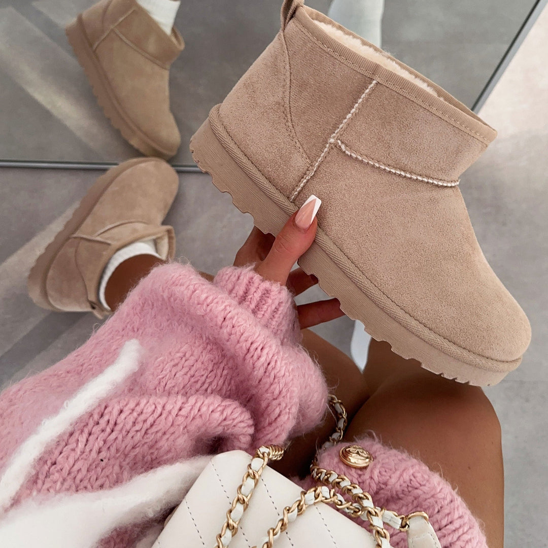 Agathe | Bottines fourrées beiges véganes