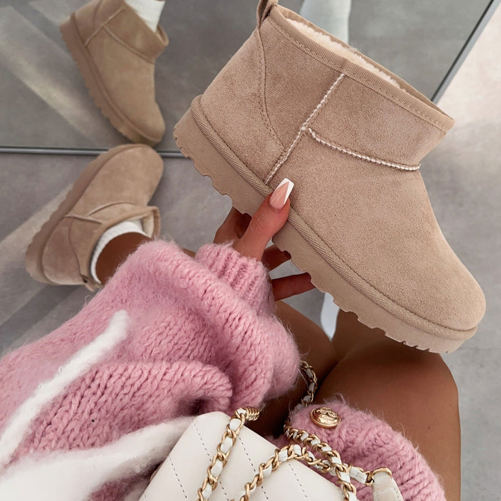 Agathe | Bottines fourrées beiges véganes
