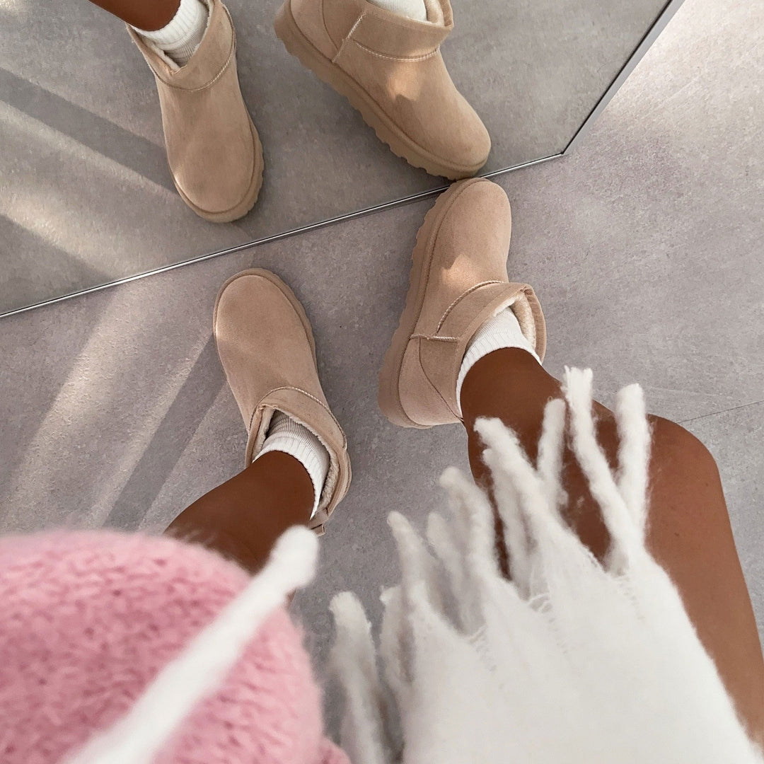 Agathe | Bottines fourrées beiges véganes