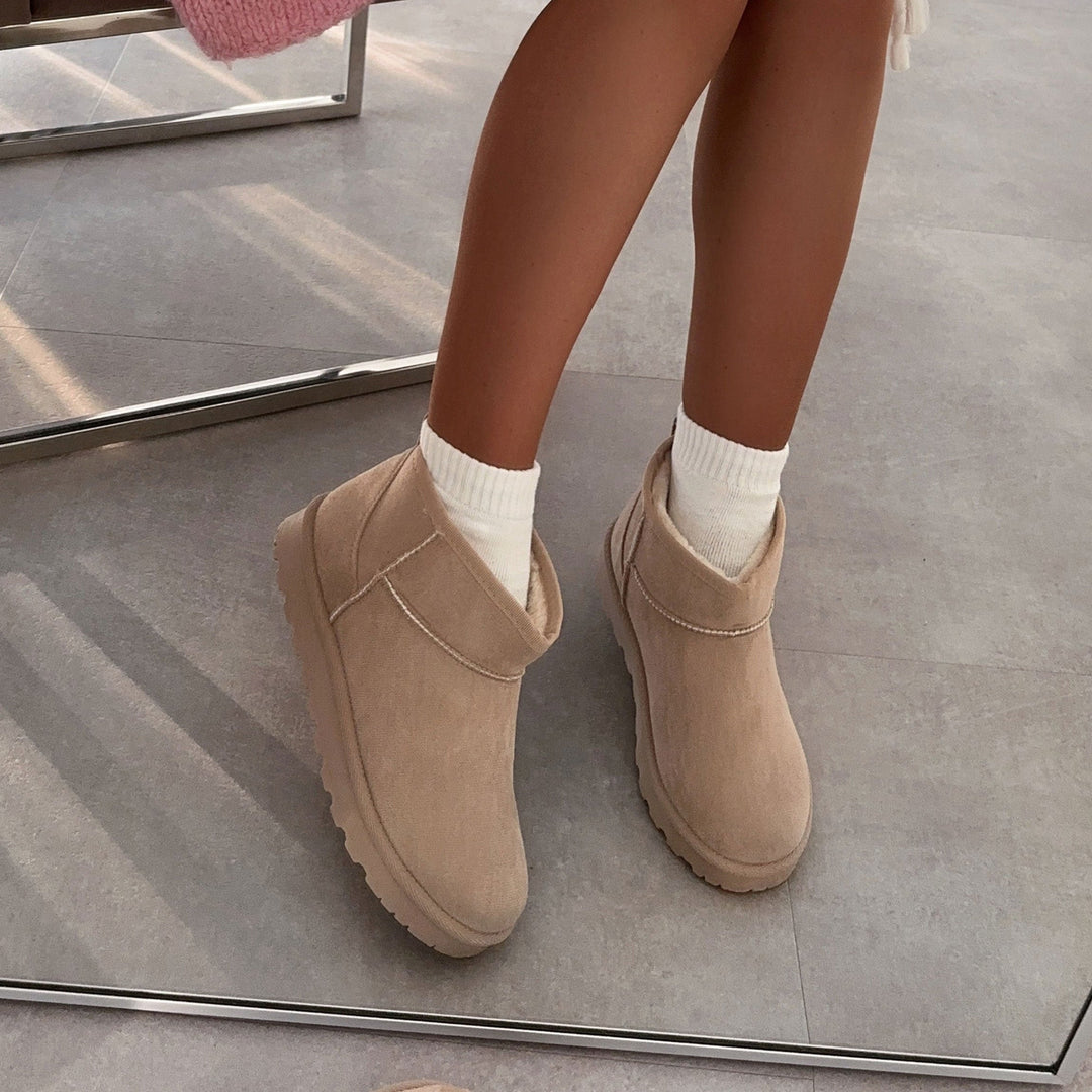 Agathe | Bottines fourrées beiges véganes