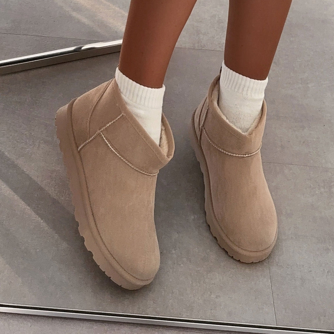 Agathe | Bottines fourrées beiges véganes