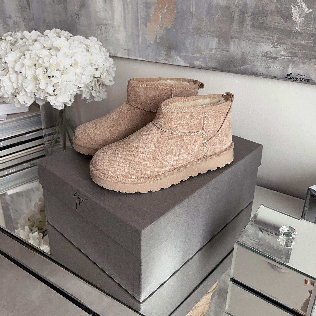 Agathe | Bottines fourrées beiges véganes
