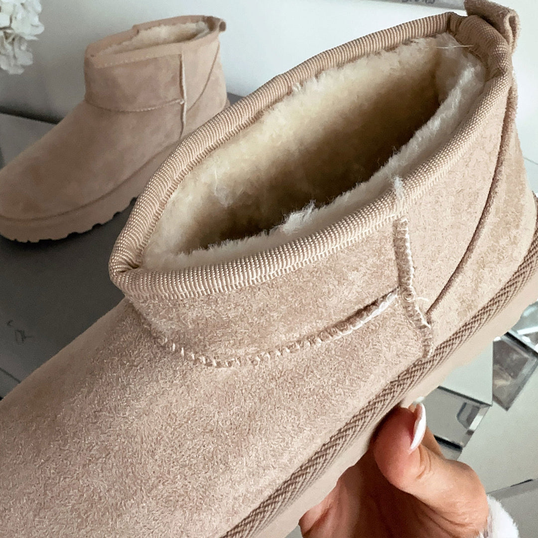 Agathe | Bottines fourrées beiges véganes