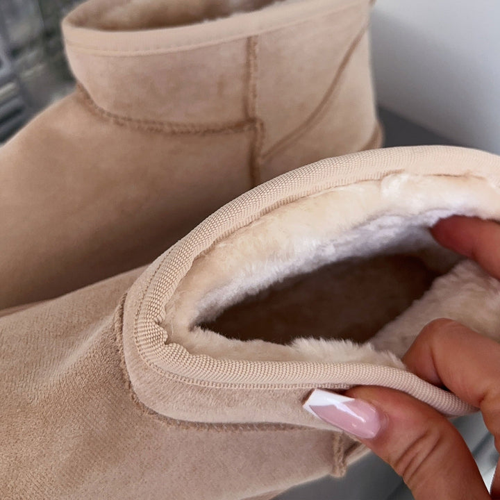 Rosalie | Bottines fourrées beiges à plateforme
