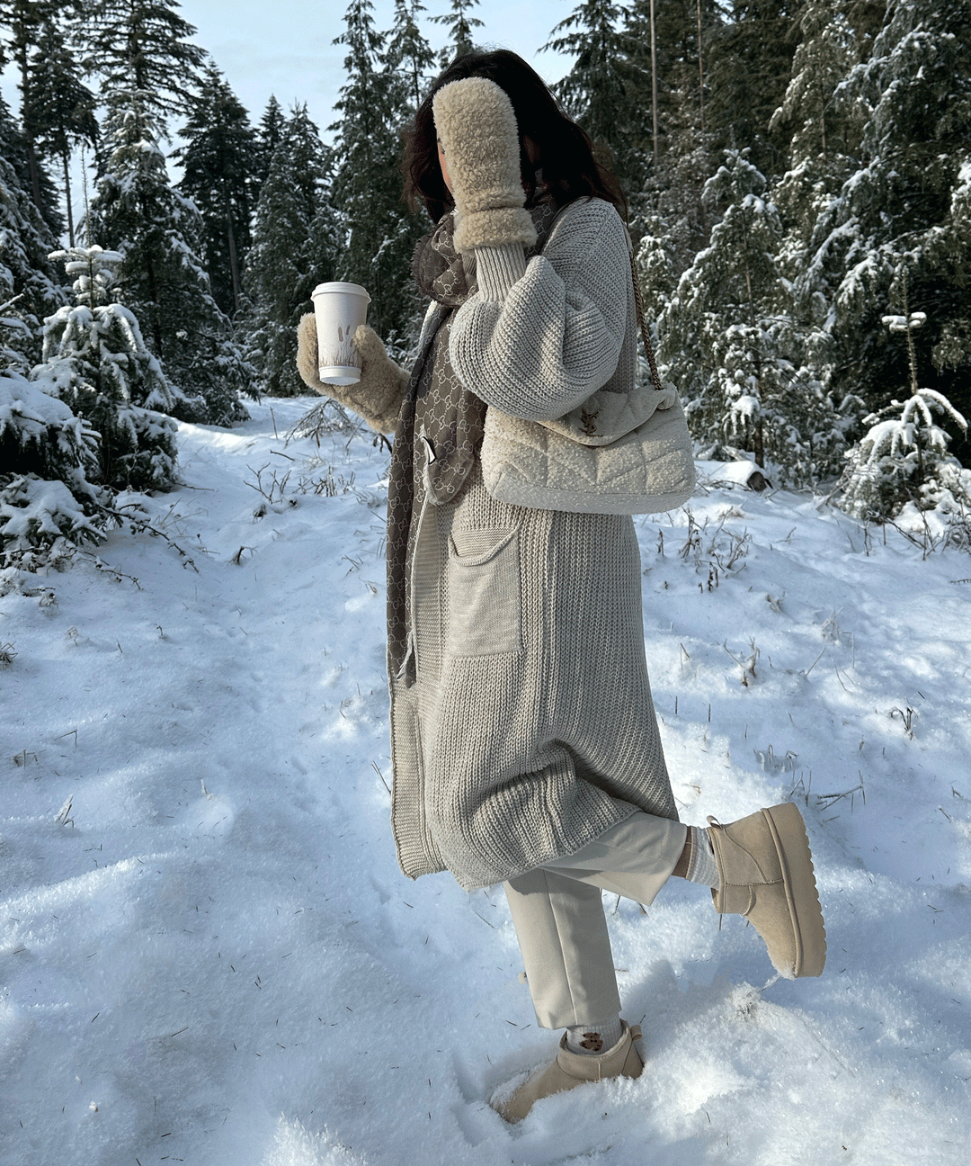 Rosalie | Bottines fourrées beiges à plateforme