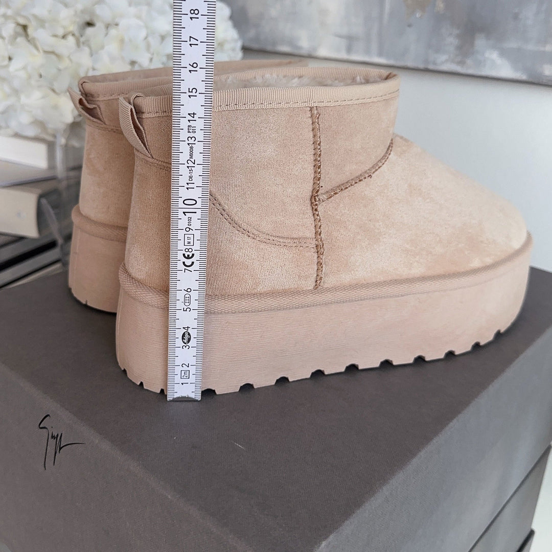 Rosalie | Bottines fourrées beiges à plateforme