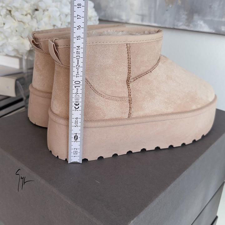 Rosalie | Bottines fourrées beiges à plateforme