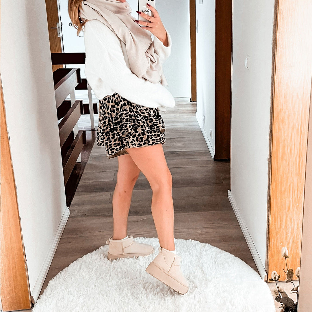Rosalie | Bottines fourrées beiges à plateforme