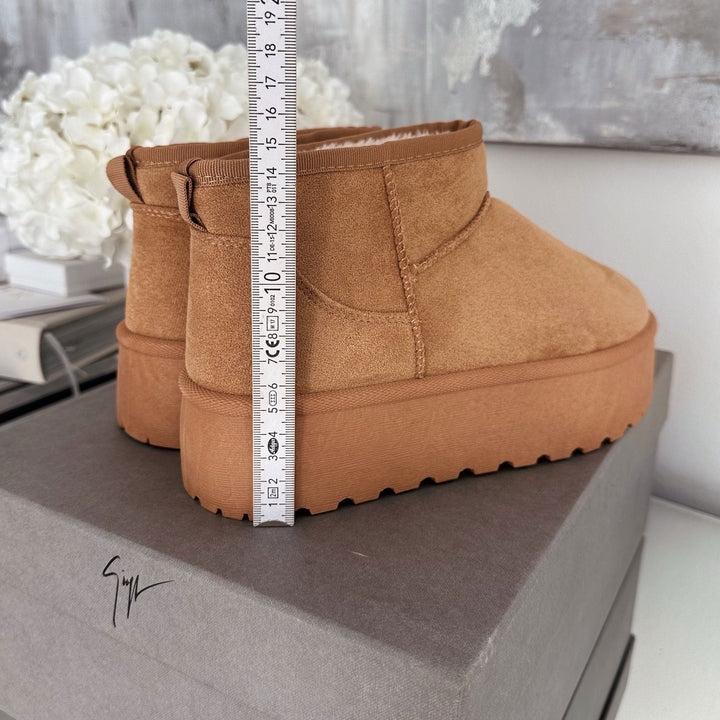 Valentine | Bottines fourrées châtaigne à plateforme