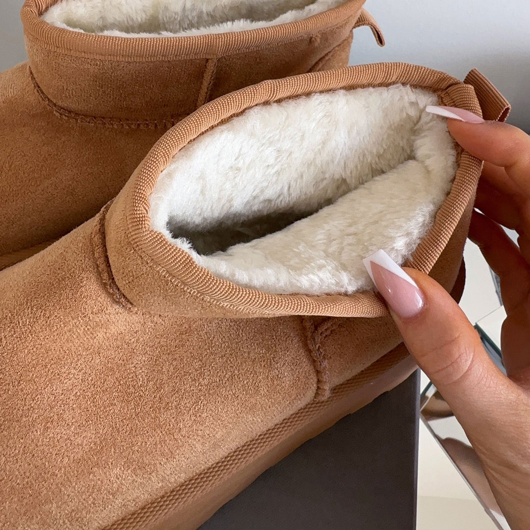 Valentine | Bottines fourrées châtaigne à plateforme