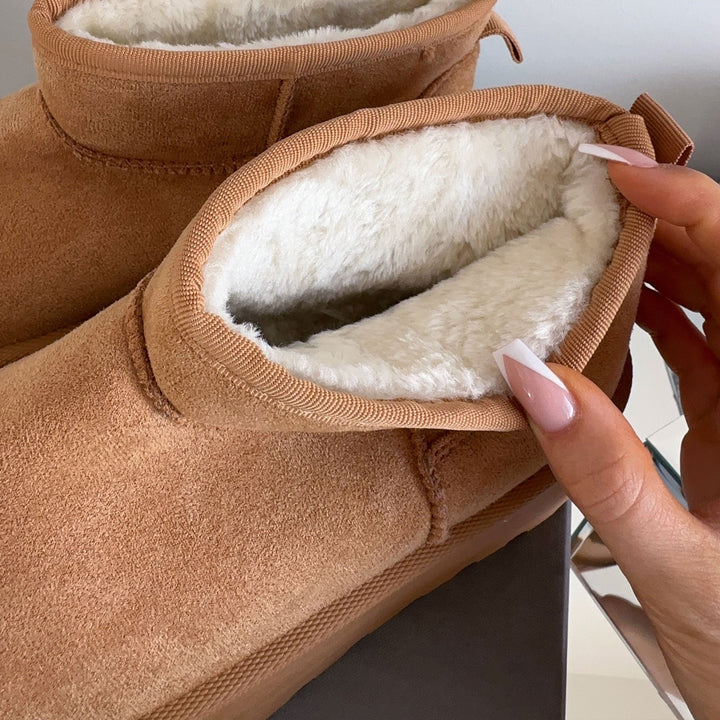 Valentine | Bottines fourrées châtaigne à plateforme