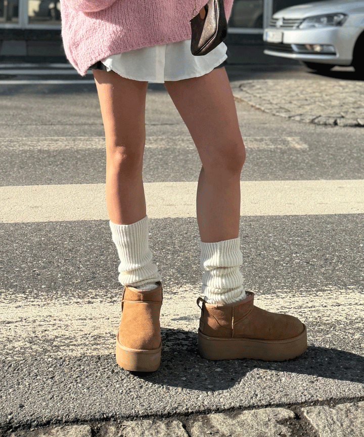 Valentine | Bottines fourrées châtaigne à plateforme