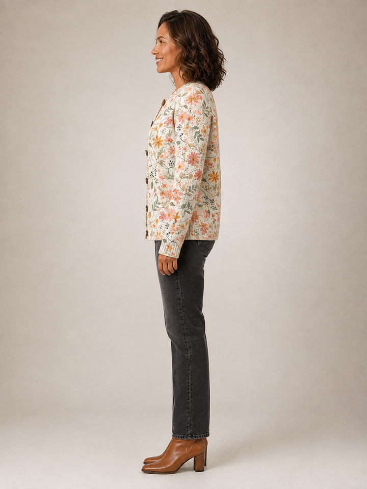 Greta | Cardigan fleuri vintage en maille