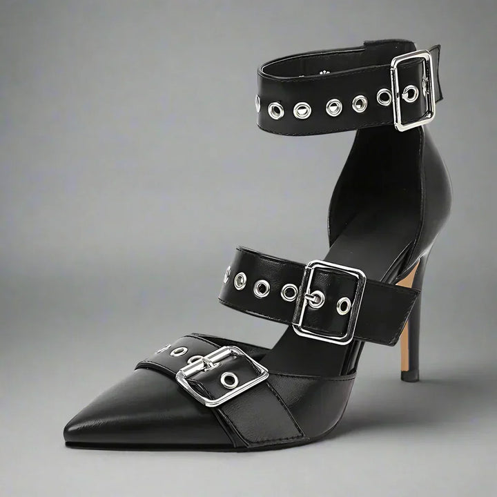 Bernadette | Escarpins pointus à boucles métallisées