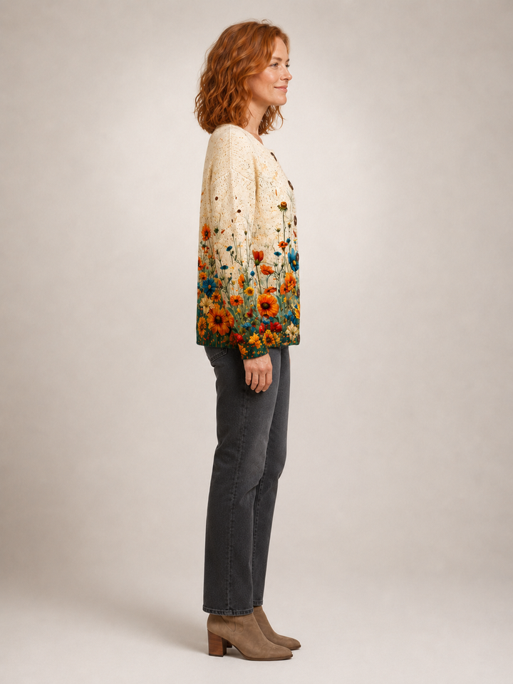 Helena | Cardigan fleuri vintage en maille
