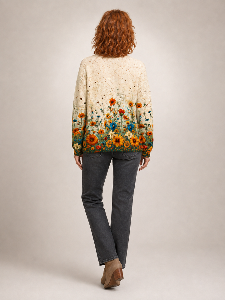 Helena | Cardigan fleuri vintage en maille
