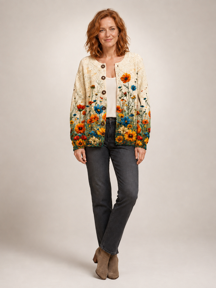 Helena | Cardigan fleuri vintage en maille
