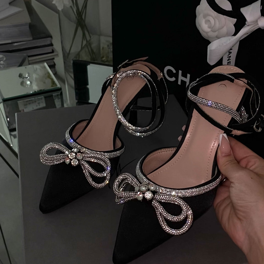 Annette | Escarpins noirs à nœud en strass