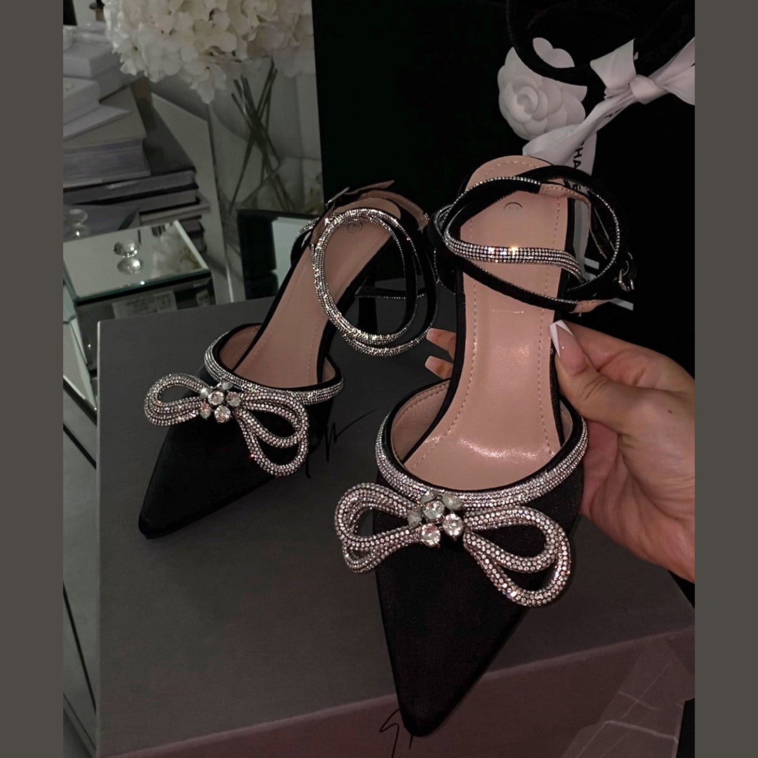 Annette | Escarpins noirs à nœud en strass