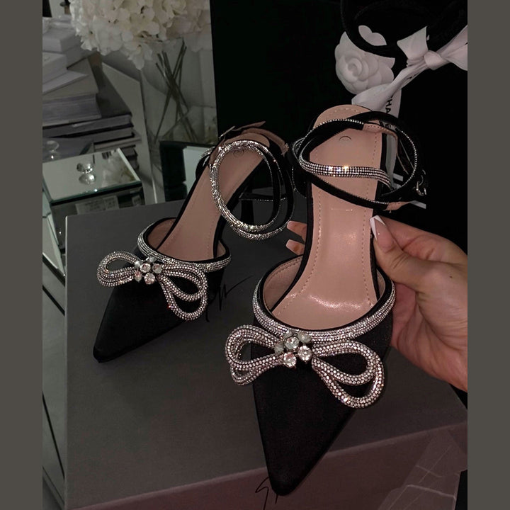 Annette | Escarpins noirs à nœud en strass