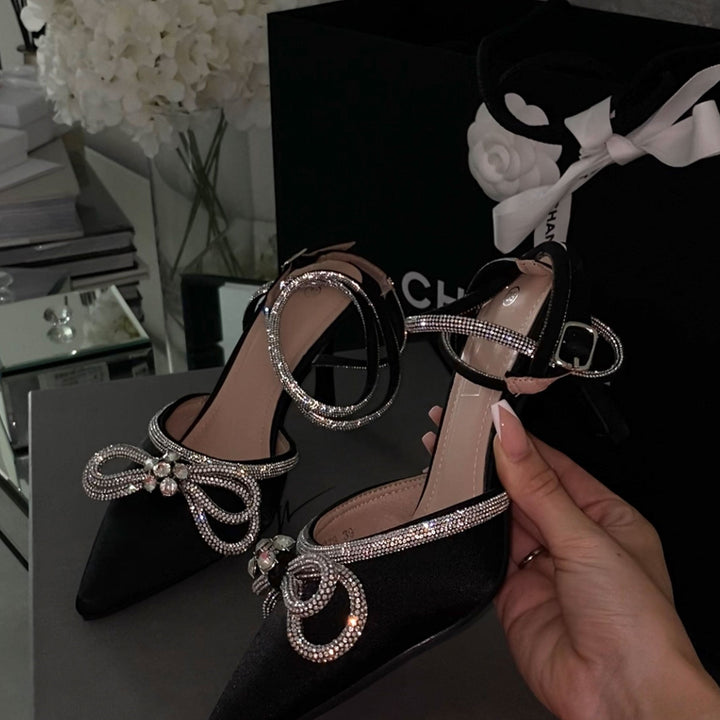 Annette | Escarpins noirs à nœud en strass