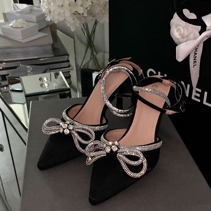 Annette | Escarpins noirs à nœud en strass