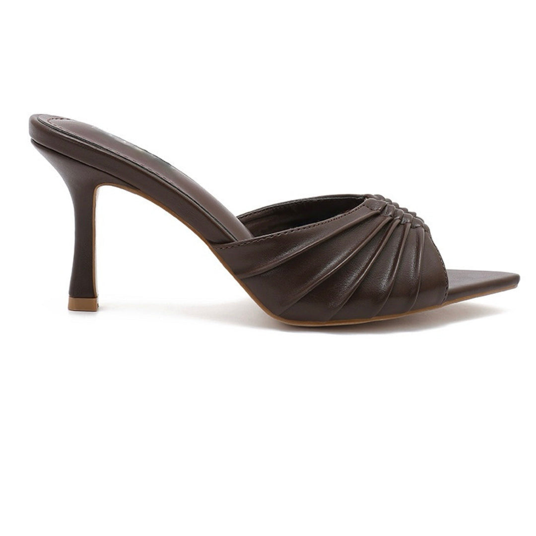 Sylvie | Mules pointues marron à talon aiguille