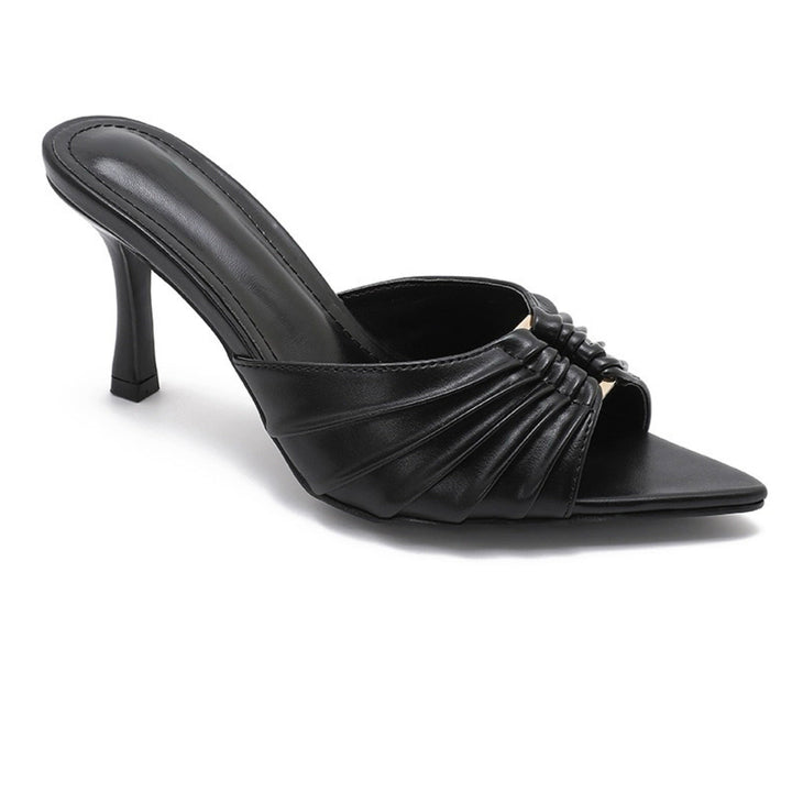 Yvette | Mules pointues noires à talon aiguille